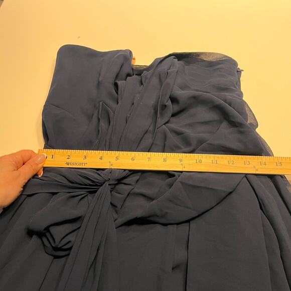 Fame and Partners Navy Blue Strapless Draped Gown Size 10 - Picture 10 of 10